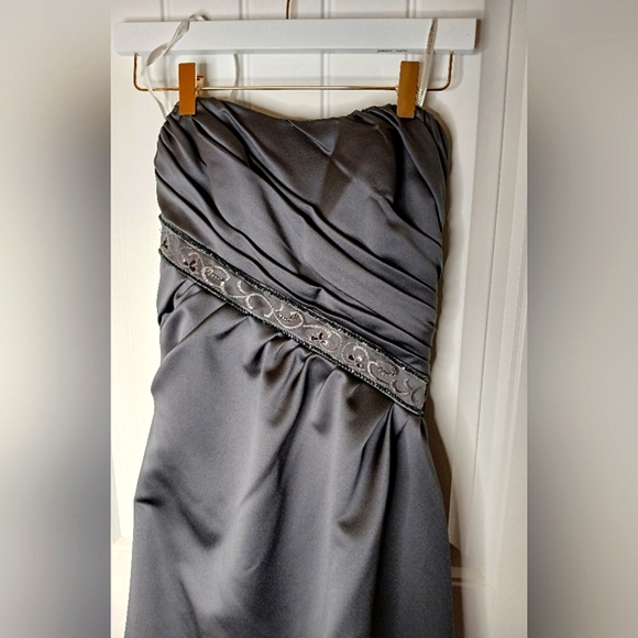 David's Bridal Elegant Smokey Gray Strapless Dress - Picture 10 of 12